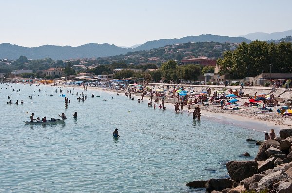 Public beach in Ile Rousse in summer