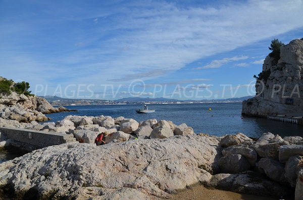 Rocks in Niolon calanque with view on Marseille