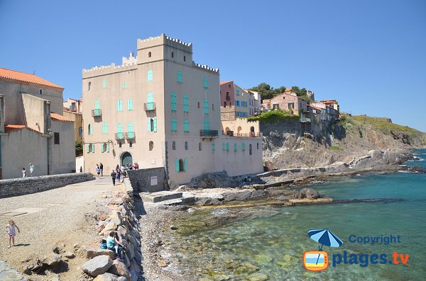 Stone beach in Collioure in France