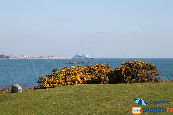 Vue sur Roscoff depuis l'ilot de Ste Anne