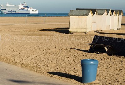 Ouistreham beach with huts