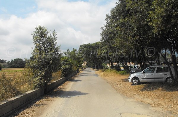 Parking of Padulone beach in Cervione