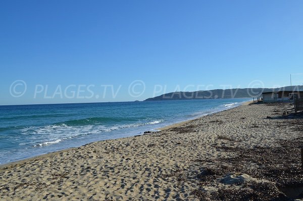 Vue le Cap Camarat depuis la plage de Pampelonne