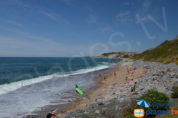 Plage de Parlementia de Guethary à marée haute