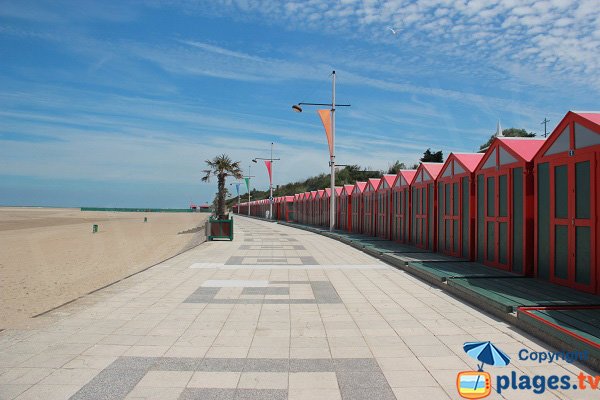 Huts on the Gravelines beach in France