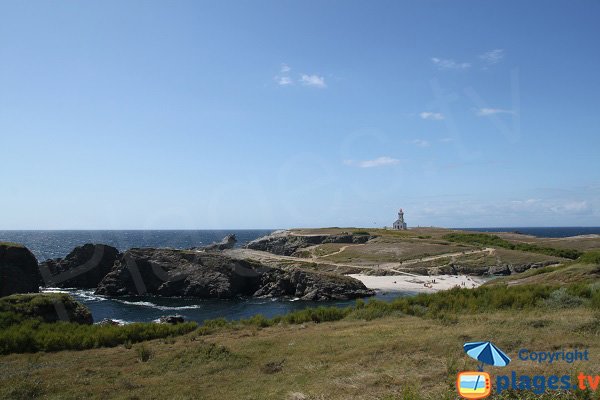 lighthouse and Poulains Beach in Belle-Ile