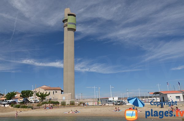 Beach and lighthouse of Fos sur Mer