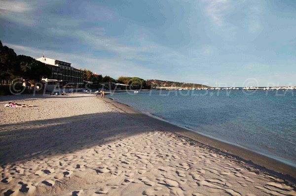 Beach in the center of Pinarellu in Corsica