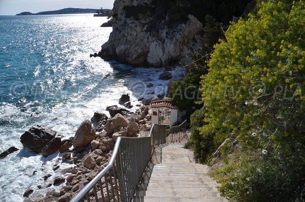 Stairs of Pissarelles beach in Cap d'Ail