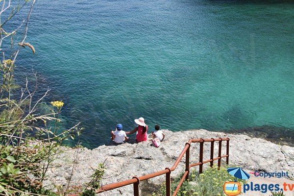 Stairs of Port-Bellec cove in Belle-Ile