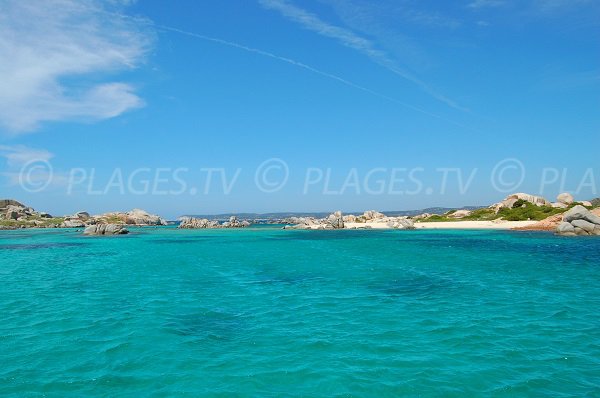 Cove seen from the sea on the island of Cavallo