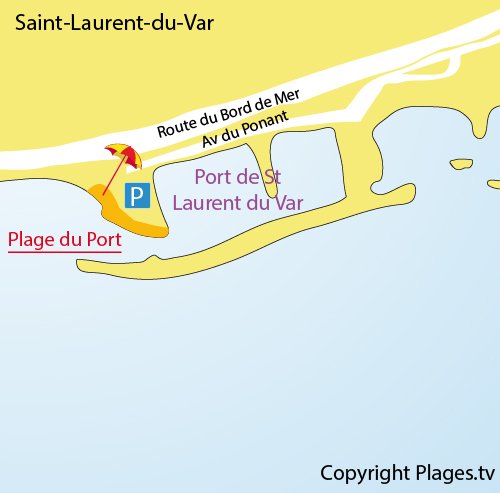 Plan de la plage du Port à St Laurent du Var