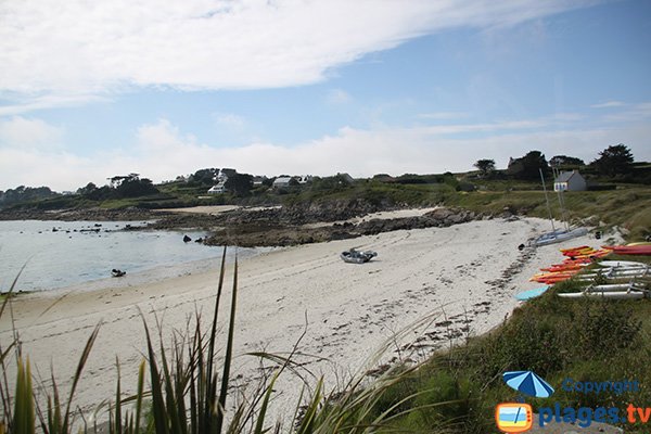 Beach next to the tropical garden of the island of Batz