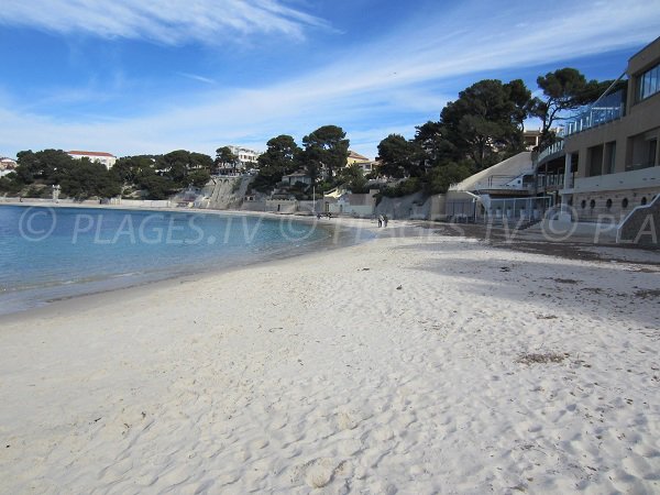 Beach sand on the Renecros beach of Bandol in France