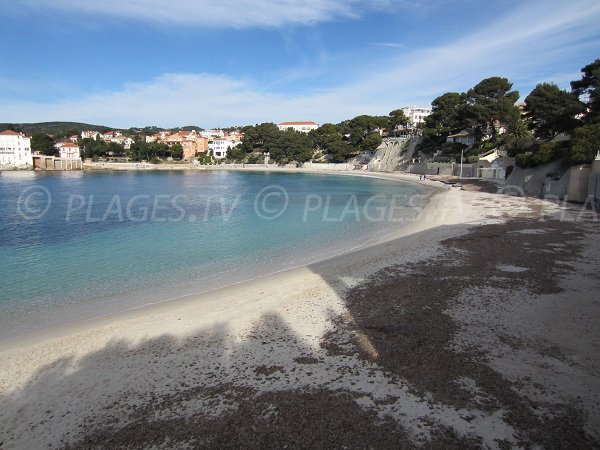 Public beach in the center of Bandol in France