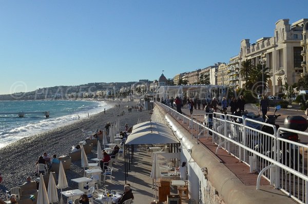 Private beache of Casino Ruhl in Nice in winter