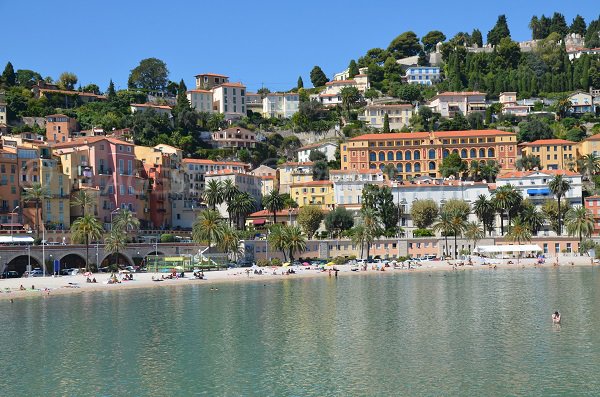 Sablettes beach in summer in Menton