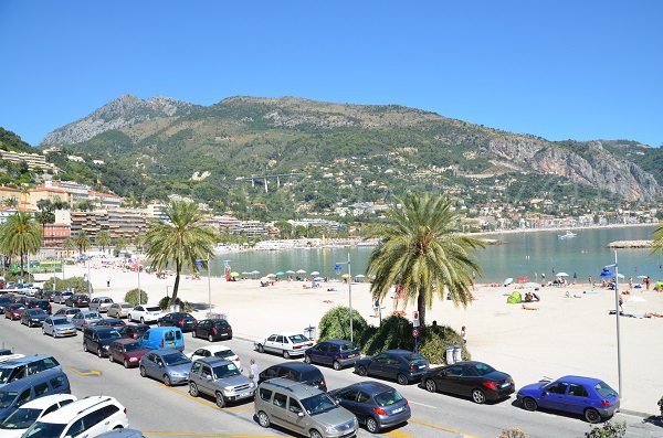 Car park and beach of Sablettes in Menton