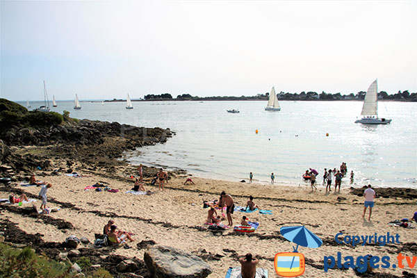 Petite plage de la crique du Chenal  avec départ et arrivée des voiliers