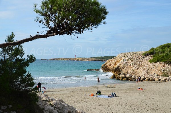 Foto des Strandes von Ste Croix mit Blick auf den Leuchtturm von Cap Couronne