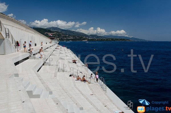 Solarium beach in Monaco during summer