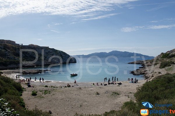 St Esteve cove in Frioul and view on Madrague in Marseille 