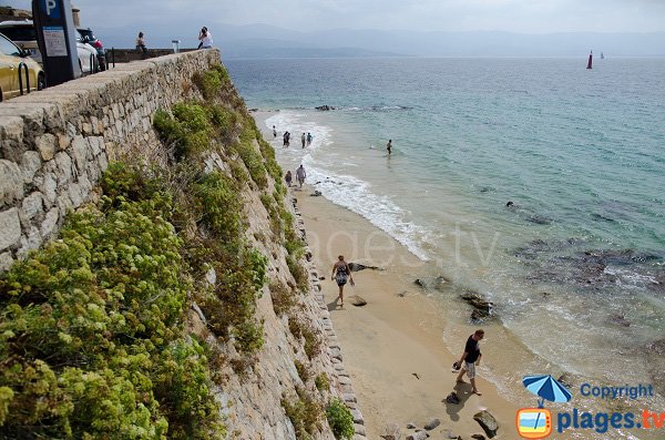 Sand beach in center of Ajaccio