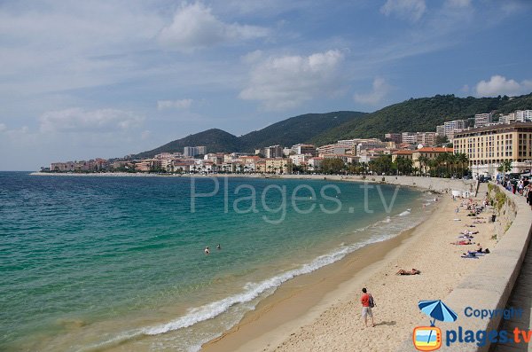 St François beach in Ajaccio in summer