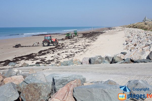 Tractors on the beach of Saint Germain sur Ay