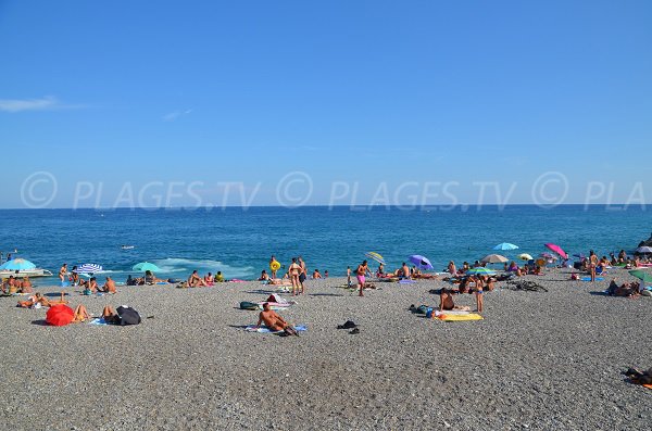 Zone de baignade Sainte Hélène à Nice en été