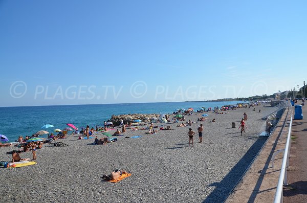 Sainte Hélène beach of Nice and view on the airport