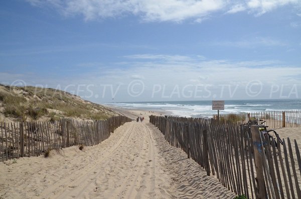 Percorso di scendere sulla spiaggia sud di Carcans