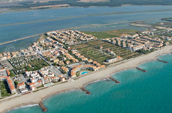 Tahiti beach in Frontignan - aerial view