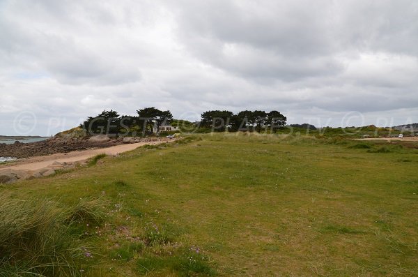 Environnement de pelouse de la plage de Toeno à Trébeurden