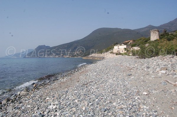 Farinole Beach in Corsica next to tower