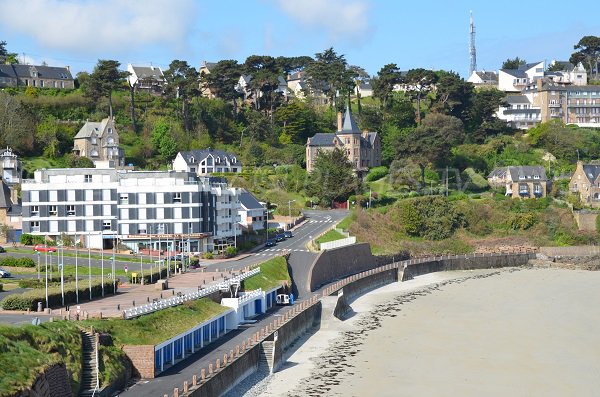 Bathing huts on the Trestrignel beach in Perros Guirec - France