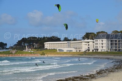 Plage de Trévou Tréguignec où l'on pratique du kitesurf