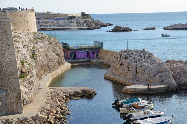 Vallon des Auffes beach - view from Corniche of Marseille