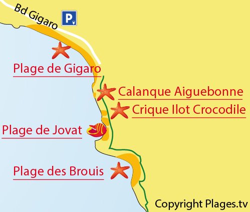 Carte de la calanque d'Aiguebonne - La Croix Valmer