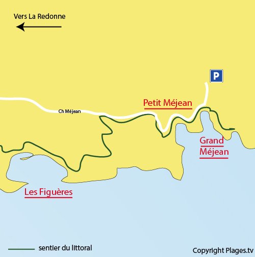 Map of Calanque of Grand Méjean - Blue Coast - France