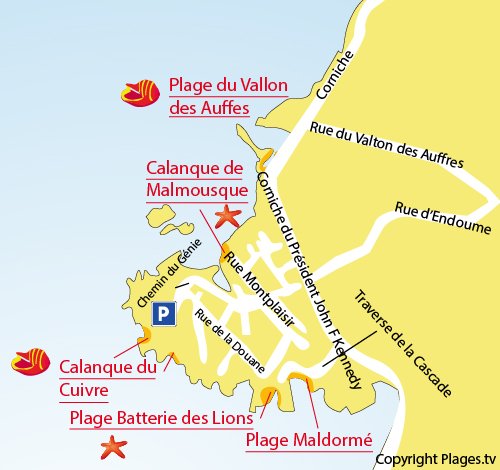 Mappa della Calanque di Malmousque a Marsiglia