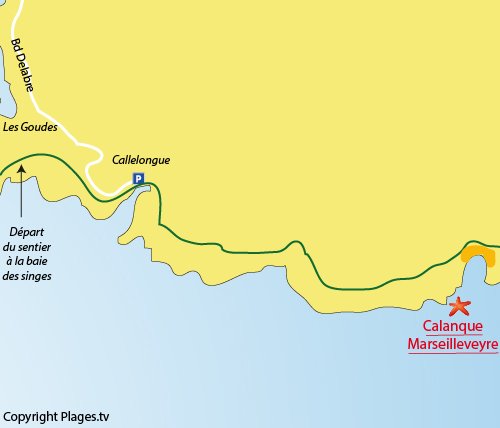 Map of calanque de Marseilleveyre in Marseille