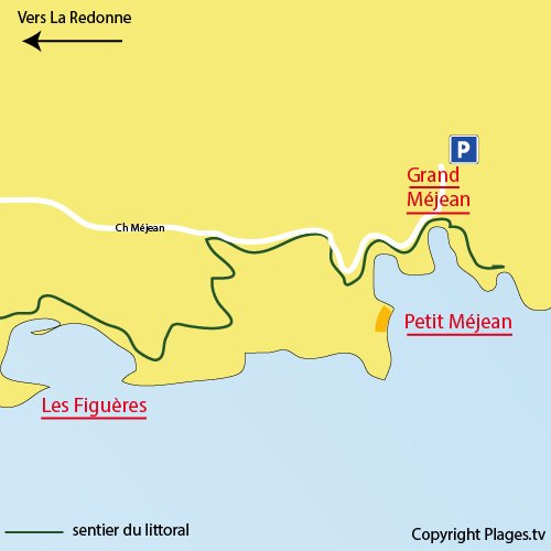 Map of Calanque of Petit Méjean - Blue Coast in France