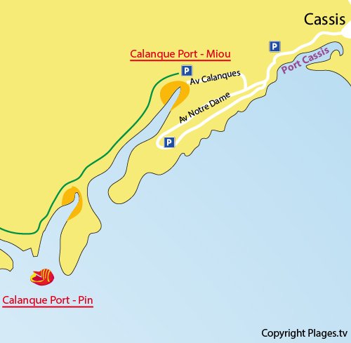 Carte de la calanque de Port Miou à Cassis