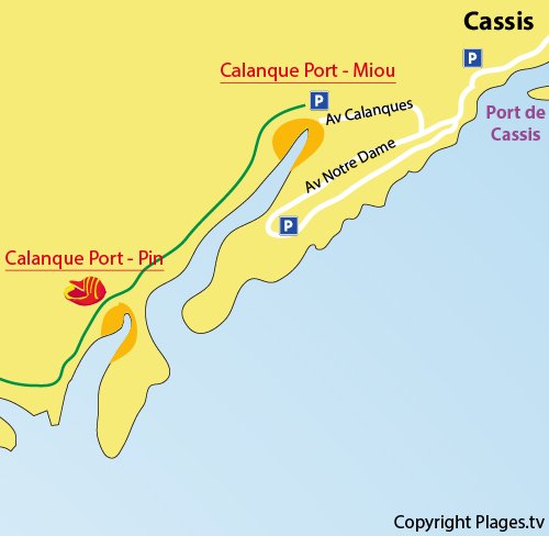 Mappa della Calanque di Port Pin a Marsiglia