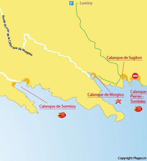 Carte de la calanque de Sugiton à Marseille