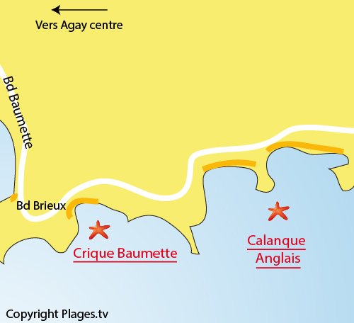 Carte de la crique de la Baumette à Agay St Raphaël