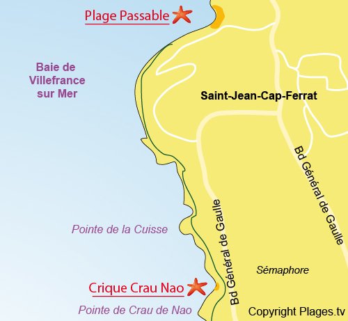 Plan de la crique de Crau de Nao au Cap Ferrat