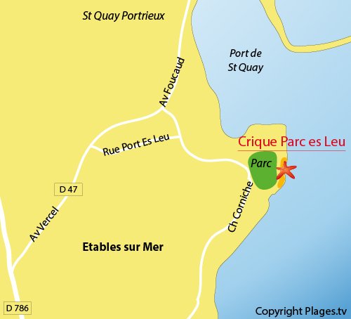 Carte de la crique de Parc es Leu d'Etables sur Mer