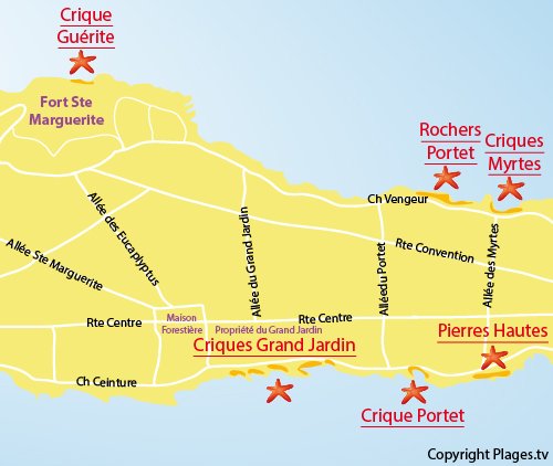 Map of Portet Cove - Iles de Lérins - Ste Marguerite